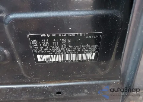 2015 Subaru Legacy 2.5I from USA, damaged, VIN 4S3BNAA67F3050551